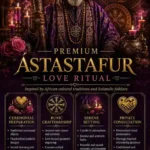 Djinn Love Binding Ritual - Bespoke Ástastafur Djinn Love Binding Ritual flyer for clients in Reykjavík and Kópavogur featuring an ancient African spiritual guardian and the symbolic Icelandic Love Staff runic staves.