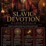 Slavic Devotion Djinn Love Ritual - Bespoke Slavic Devotion Djinn Love Ritual flyer for clients in Prague and Brno featuring an ancient spiritual elder and traditional Bohemian folk magic elemental circles.