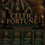Premium Celtic Fortune Djinn Wealth Ritual flyer for clients in Cork and Dublin featuring an authentic African traditional healer and traditional folk magic abundance circles.