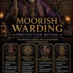 Custom Moorish Warding Djinn Protection Spell flyer for clients in Braga and Porto featuring an authentic African traditional healer and protective folk magic elemental circles.