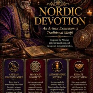 Bespoke Nordic Devotion Djinn Love Ritual flyer for clients in Copenhagen and Gentofte featuring an authentic African traditional healer and traditional folk magic elemental alignment circles.