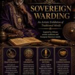 Custom Sovereign Warding Djinn Protection Spell flyer for clients in Bertrange and Luxembourg City featuring an authentic African traditional healer and protective folk magic elemental circles.